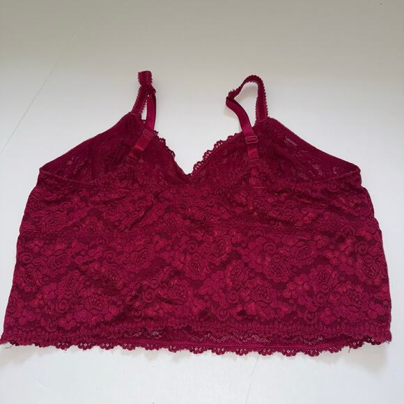 Torrid Lace Bralette Plus Size 3 3X Burgundy Wine Red Longline Wireless Lingerie - Picture 3 of 9